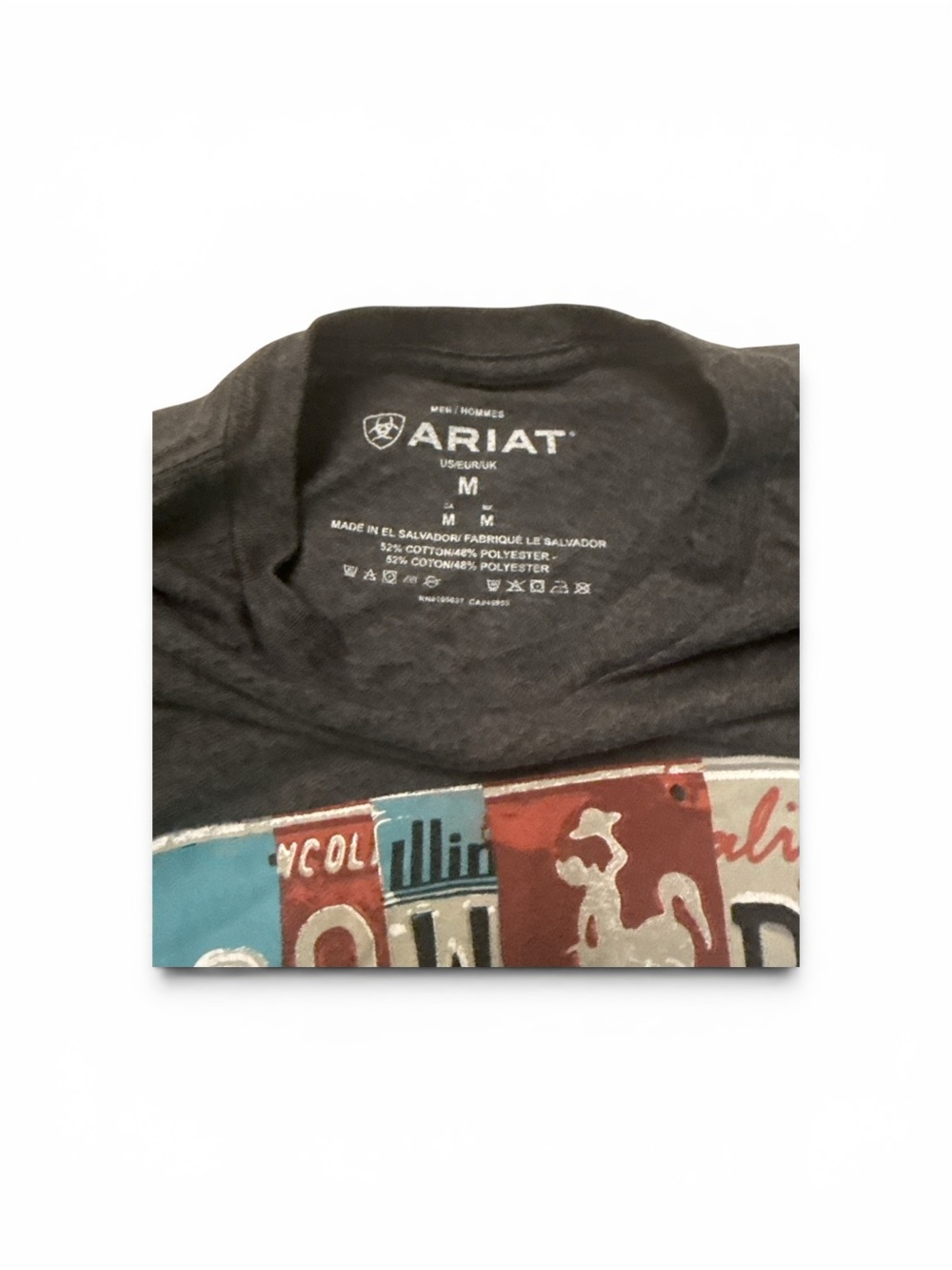 Ariat Men's Ariat License Plate Cowboy T-shirt Charcoal Gray Size Medium Soft - Picture 3 of 4